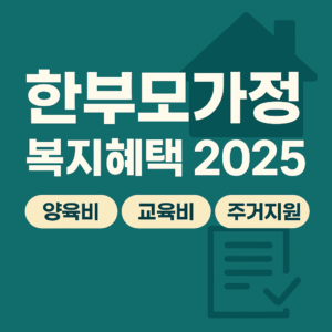 2025 한부모가정 복지혜택을 요약한 카드뉴스 이미지 – 양육비, 교육비, 주거지원, 가족증 발급 등 핵심 정보를 시각적으로 정리한 인포그래픽